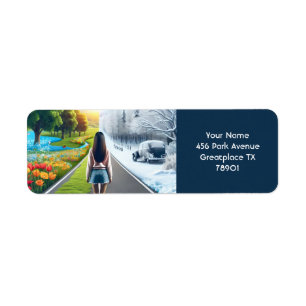 Fantasy Cute Winter Summer Road Return Address Label