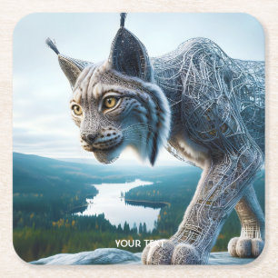 Fantasy Cute Wired Lynx Forest Square Paper Coaster