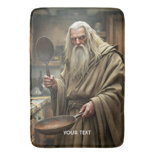 Fantasy Cute Wizard Frying Pan Bath Mat