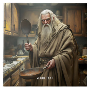 Fantasy Cute  Wizard Frying Pan Ceramic Tile