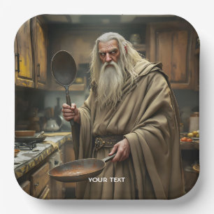 Fantasy Cute  Wizard Frying Pan Paper Plate