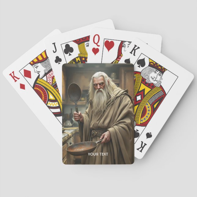 Fantasy Cute  Wizard Frying Pan Playing Cards (Back)