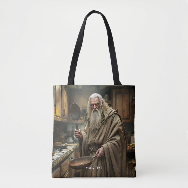 Fantasy Cute  Wizard Frying Pan Tote Bag (Front)