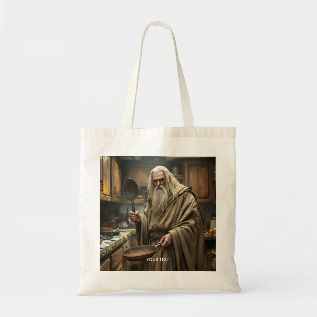 Fantasy Cute  Wizard Frying Pan Tote Bag (Front)