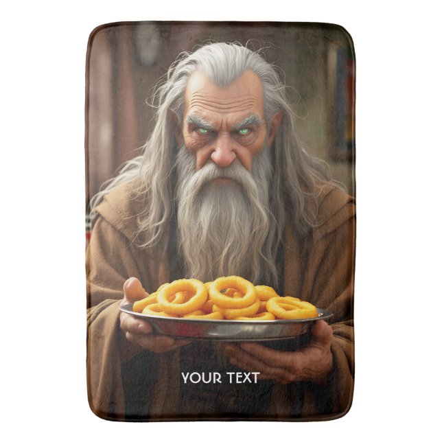 Fantasy Cute Wizard Onion Rings Bath Mat (Front Vertical)