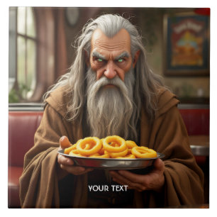 Fantasy Cute Wizard Onion Rings Ceramic Tile
