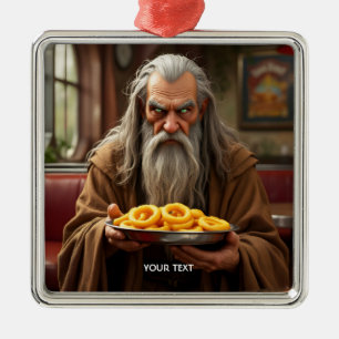 Fantasy Cute Wizard Onion Rings Metal Ornament