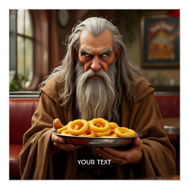 Fantasy Cute Wizard Onion Rings Poster (Front)