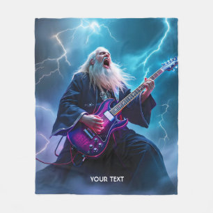 Fantasy Cute Wizard Playing Guitar Fleece Blanket