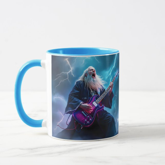 Fantasy Cute Wizard Playing Guitar Mug (Left)