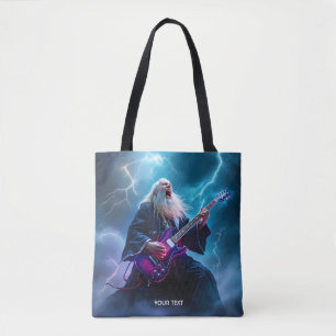 Fantasy Cute Wizard Playing Guitar Tote Bag