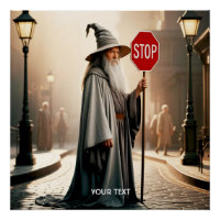 Fantasy Cute Wizard Sign Stop