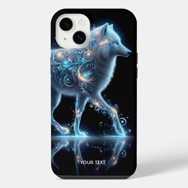 Fantasy Cute Wolf Blue Reflection iPhone Case (Back)