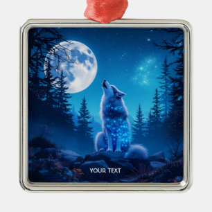 Fantasy Cute Wolf Double Exposition Metal Ornament