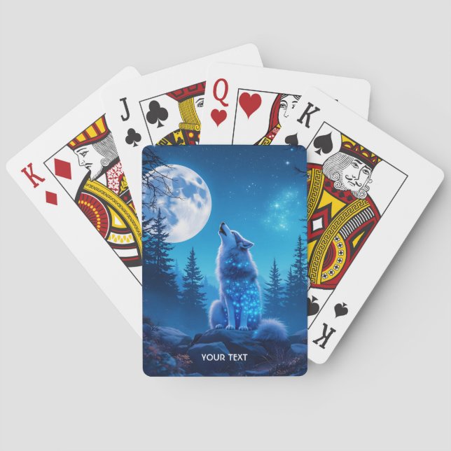Fantasy Cute  Wolf Double Exposition  Playing Cards (Back)