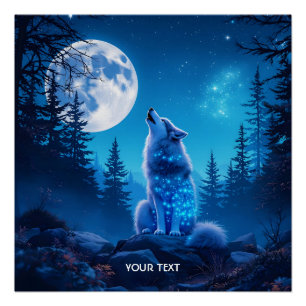 Fantasy Cute  Wolf Double Exposition  Poster