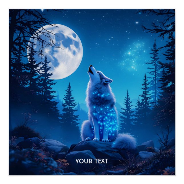 Fantasy Cute  Wolf Double Exposition  Poster (Front)