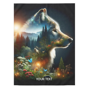 Fantasy Cute Wolf Double Exposition Tablecloth