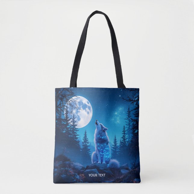 Fantasy Cute  Wolf Double Exposition  Tote Bag (Front)