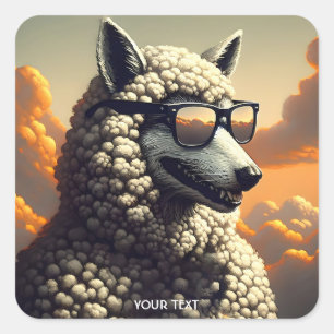 Fantasy Cute Wolf Dressed Sheep Square Sticker