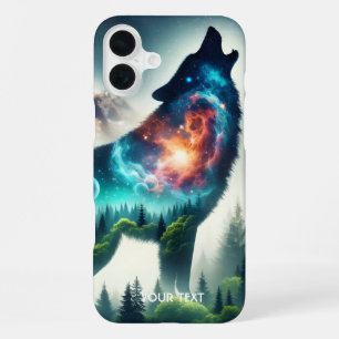 Fantasy Cute Wolf Forest Space iPhone 16 Plus Case