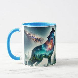 Fantasy Cute Wolf Forest Space Mug