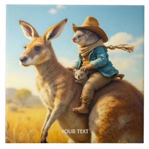 Fantasy Cute Wombat Kangaroo Koala Ceramic Tile
