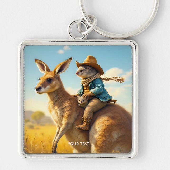 Fantasy Cute Wombat Kangaroo Koala Key Ring (Front)