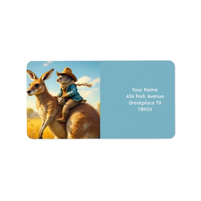 Fantasy Cute Wombat Kangaroo Koala Label (Front)