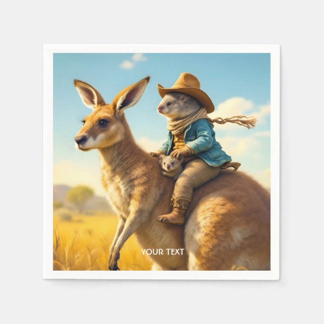 Fantasy Cute Wombat Kangaroo Koala Napkin (Front)