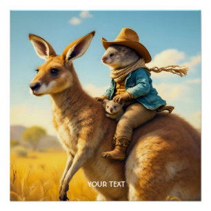 Fantasy Cute Wombat Kangaroo Koala Poster
