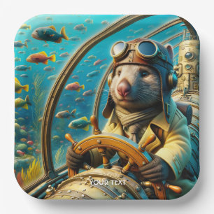 Fantasy Cute Wombat Pilot Underwater Paper Plate