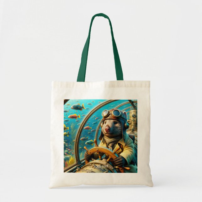 Fantasy Cute Wombat Pilot Underwater Tote Bag (Front)