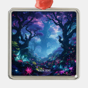 Fantasy Cute Wonderful Night Forest Metal Ornament