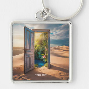 Fantasy Cute Wooden Door Desert Key Ring