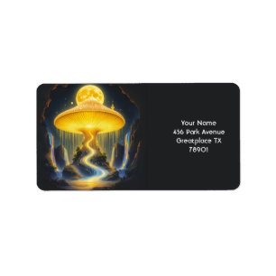 Fantasy Cute Yellow Ancient Mushroom Label