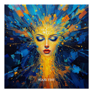 Fantasy Cute Yellow Blue Girl Poster