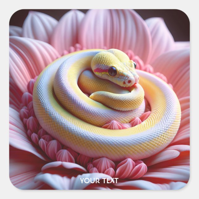 Fantasy Cute Yellow Snake Flower Square Sticker (Front)