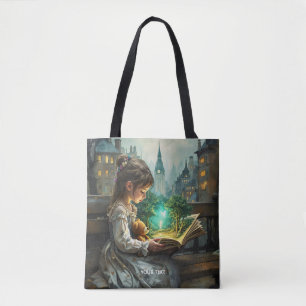 Fantasy Cute Young Girl Reading Tote Bag
