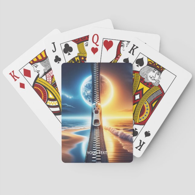 Fantasy Cute Zipper Night Day Playing Cards (Back)