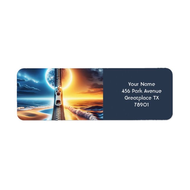 Fantasy Cute Zipper Night Day Return Address Label (Front)