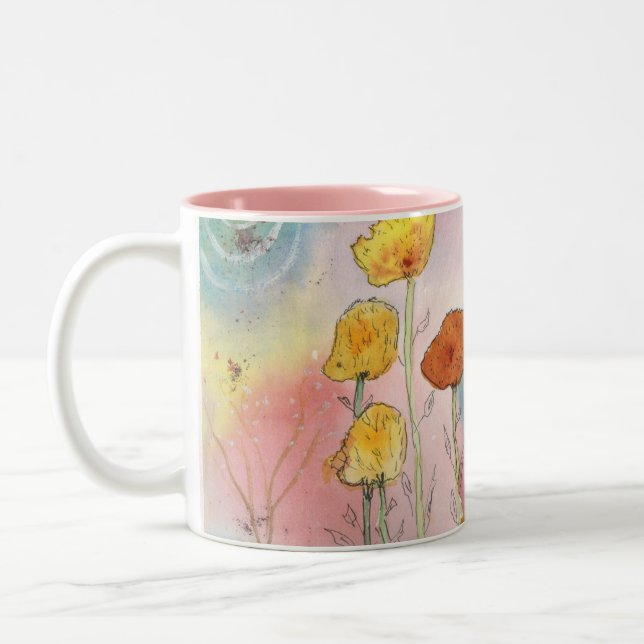 Fantasy Dandelion Watercolour Design Coffee Mug (Left)