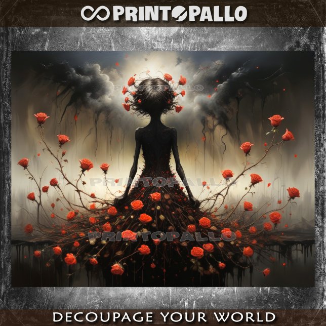 Fantasy Dark Lady of Roses Tissue Paper (Creator Uploaded)