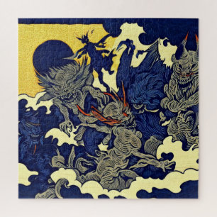 Fantasy Demons - Japanese Woodcut Style (3) Jigsaw Puzzle