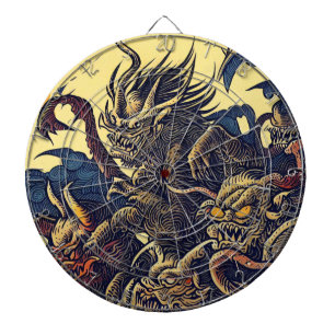 Fantasy Demons - Japanese Woodcut Style (4) Dartboard