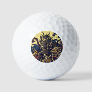 Fantasy Demons - Japanese Woodcut Style (4) Golf Balls