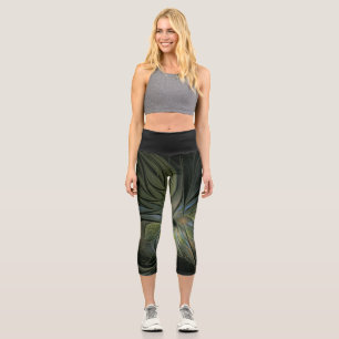 Fantasy design on black background with cool color capri leggings