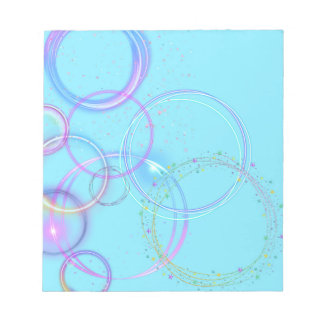 Fantasy Design with Circles & Stars on Aqua  Notepad