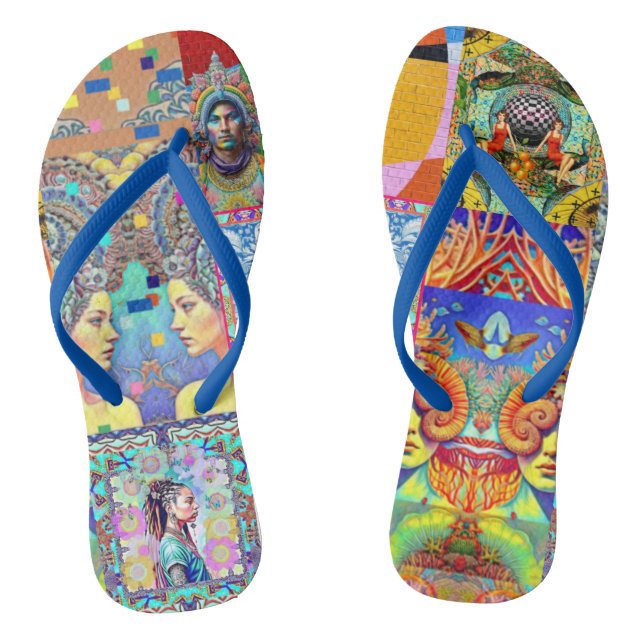 FANTASY DESIGNER COLLAGE THONGS (Footbed)