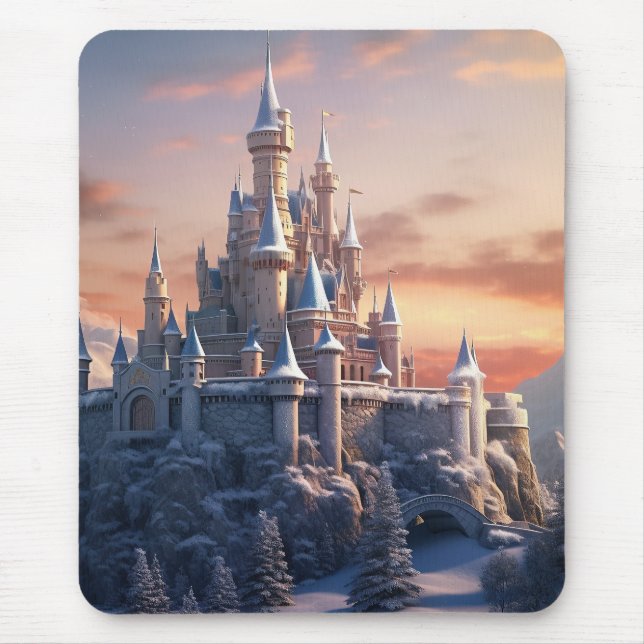 Fantasy digital castle in the mountains  mouse pad (Front)